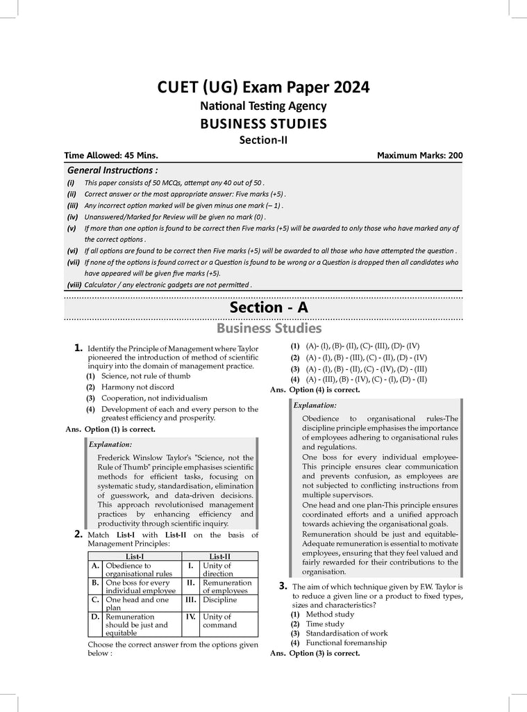 NTA CUET (UG) 10 Mock Test Papers Business Studies (For 2025 Exam) Oswaal Books and Learning Private Limited