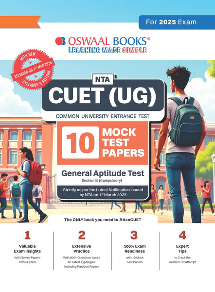 NTA CUET (UG) 10 Mock Test Papers Papers | Section III (Compulsory) | General Aptitude Test (For 2025 Exam) | With New Syllabus & Pattern Released on 1st March 2025