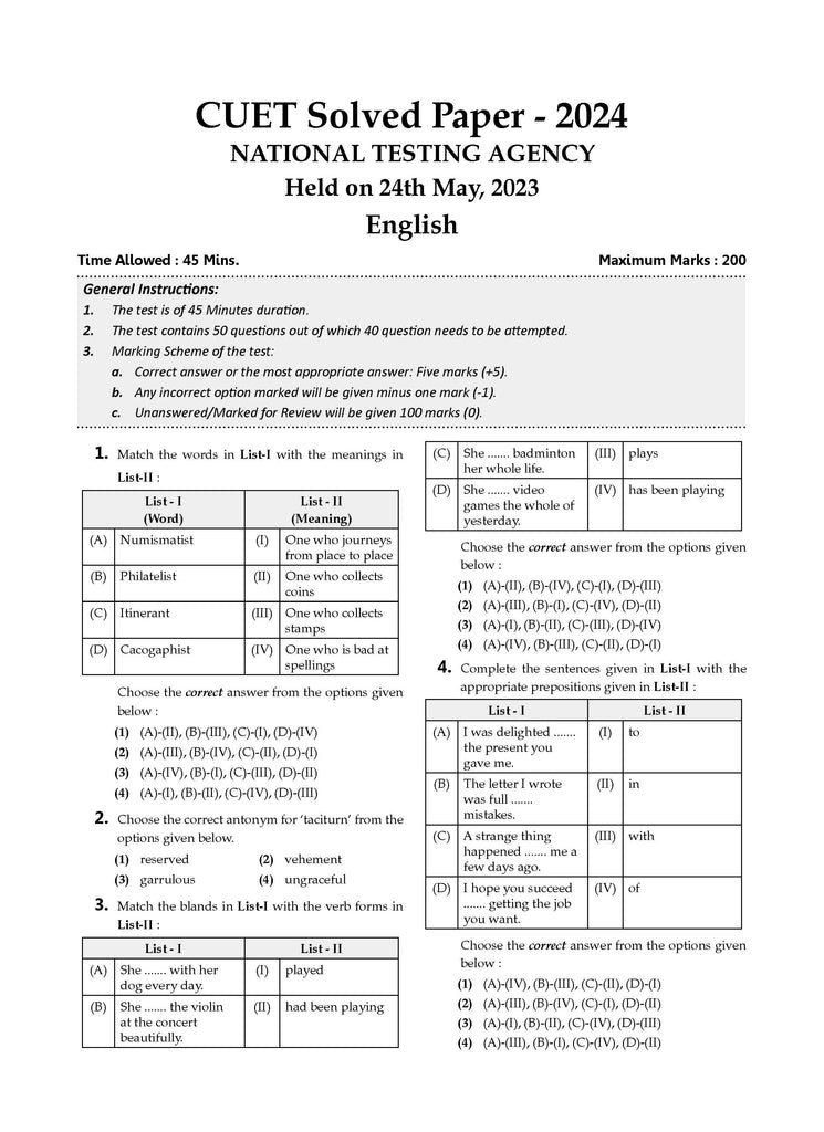 NTA CUET (UG) Chapterwise Question Bank English (For 2025 Exam) Oswaal Books and Learning Private Limited