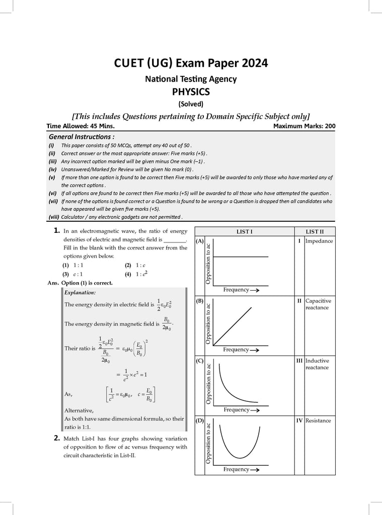 NTA CUET (UG) Chapterwise Question Bank Physics (For 2025 Exam) Oswaal Books and Learning Private Limited