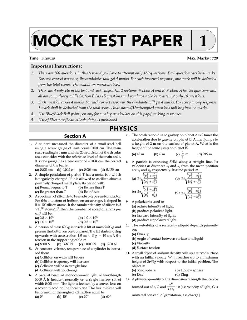 NTA NEET (UG) 10 Mock Test Papers | As Per NMC NEET Updated Syllabus  | Physics, Chemistry, Biology | 2000+ Practice Questions For 2024 Exam Oswaal Books and Learning Private Limited