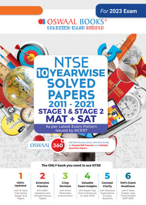 NTSE 10 Yearwise Solved Papers 2011 to 2021 Stage-1 & 2 MAT + SAT (For 2023 Exam)