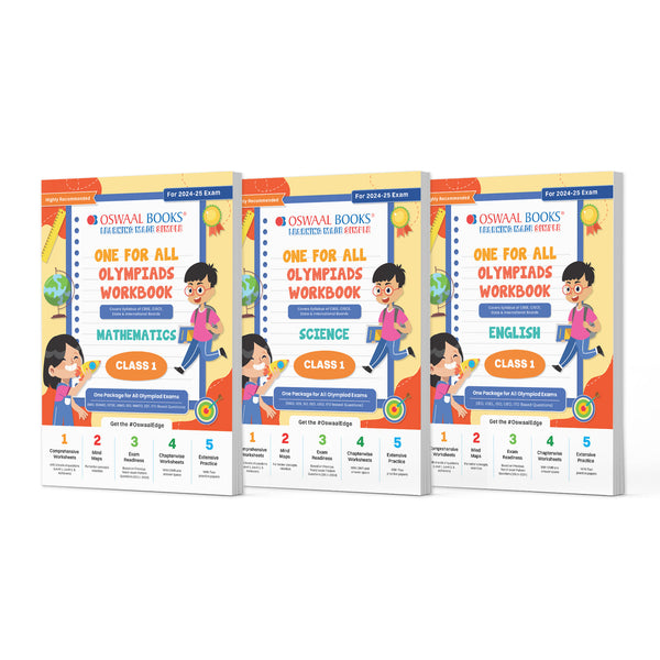 One For All Olympiad Workbook Class 1 (Set of 3 Books) Maths, Science & English For 2024-25 Exam