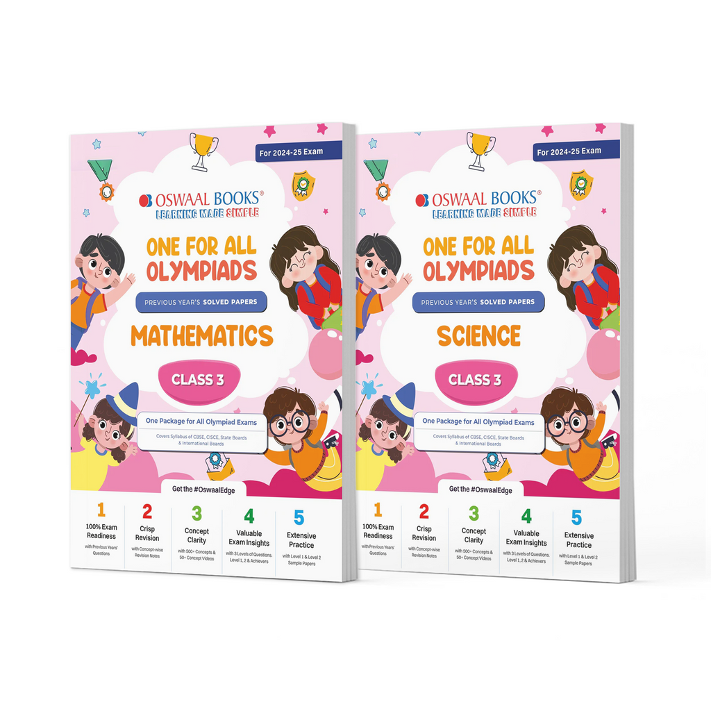 One For All Olympiad Previous Years' Solved Papers Class 3 (Set of 2 Books) Maths & Science for 2024-25 Exam