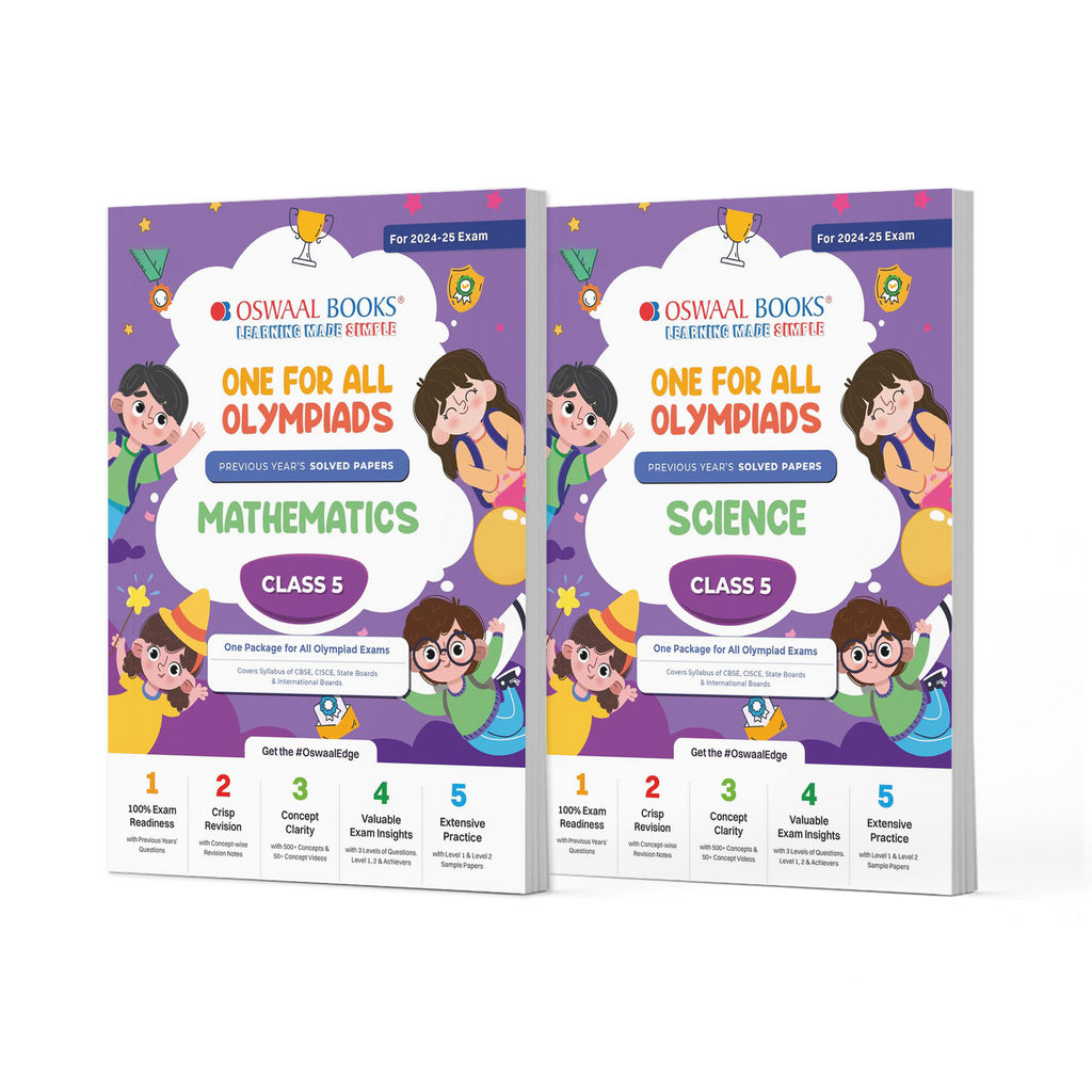 One For All Olympiad Previous Years' Solved Papers Class 5 (Set of 2 Books) Maths & Science for 2024-25 Exam
