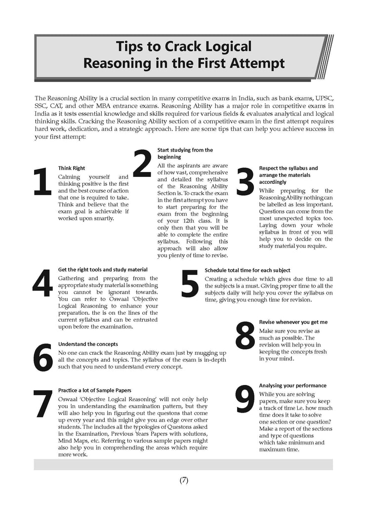 Objective Logical Reasoning For All Competitive Examinations | SSC | Defence | Banking | LIC | RRB | CAT & Other Important Exams Oswaal Books and Learning Private Limited