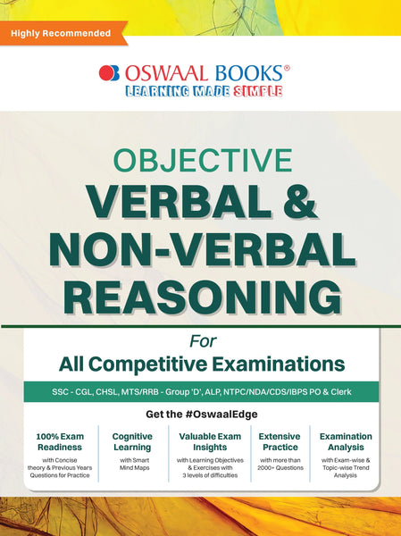 Objective Verbal & Non-Verbal, Reasoning Chapter-wise & Topic-wise for All Competitive Examination | A Complete Book to Master Reasoning | For Latest Exams