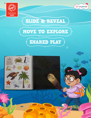 Lil Legends Magic Flashlight Big Discoveries Ocean Animals for Kids | Interactive Hidden Picture Book with Reveal Card | Explore Six Ocean Zones | Age 3+ Years | Paperback | Activity Book