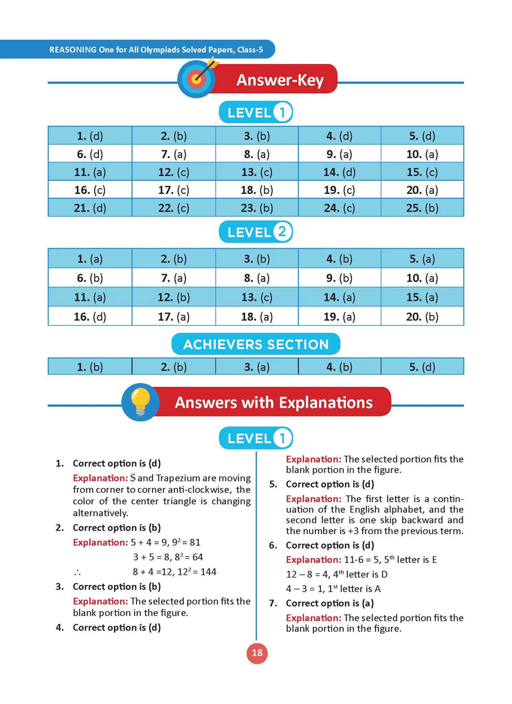 One For All Olympiad Class 5 Reasoning | Previous Years Solved Papers | For 2024-25 Exam Oswaal Books and Learning Private Limited