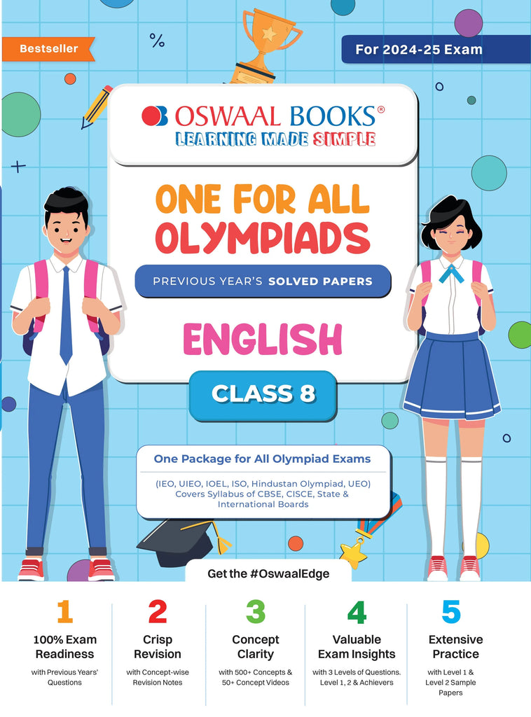 One For All Olympiad Class 8 English | Previous Years Solved Papers | For 2024-25 Exam Oswaal Books and Learning Private Limited