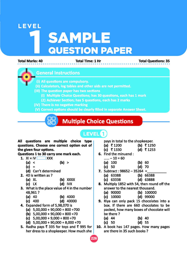 One For All Olympiad Previous Years’ Solved Papers, Class-4 Mathematics Book (Useful book for all Olympiads) (For 2023 Exam) - Oswaal Books and Learning Pvt Ltd
