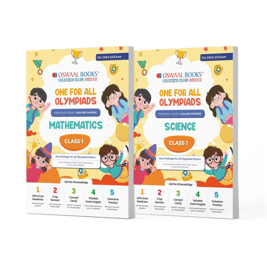 One For All Olympiad Previous Years' Solved Papers Class 1 (Set of 2 Books) Maths & Science for 2024-25 Exam Oswaal Books and Learning Private Limited