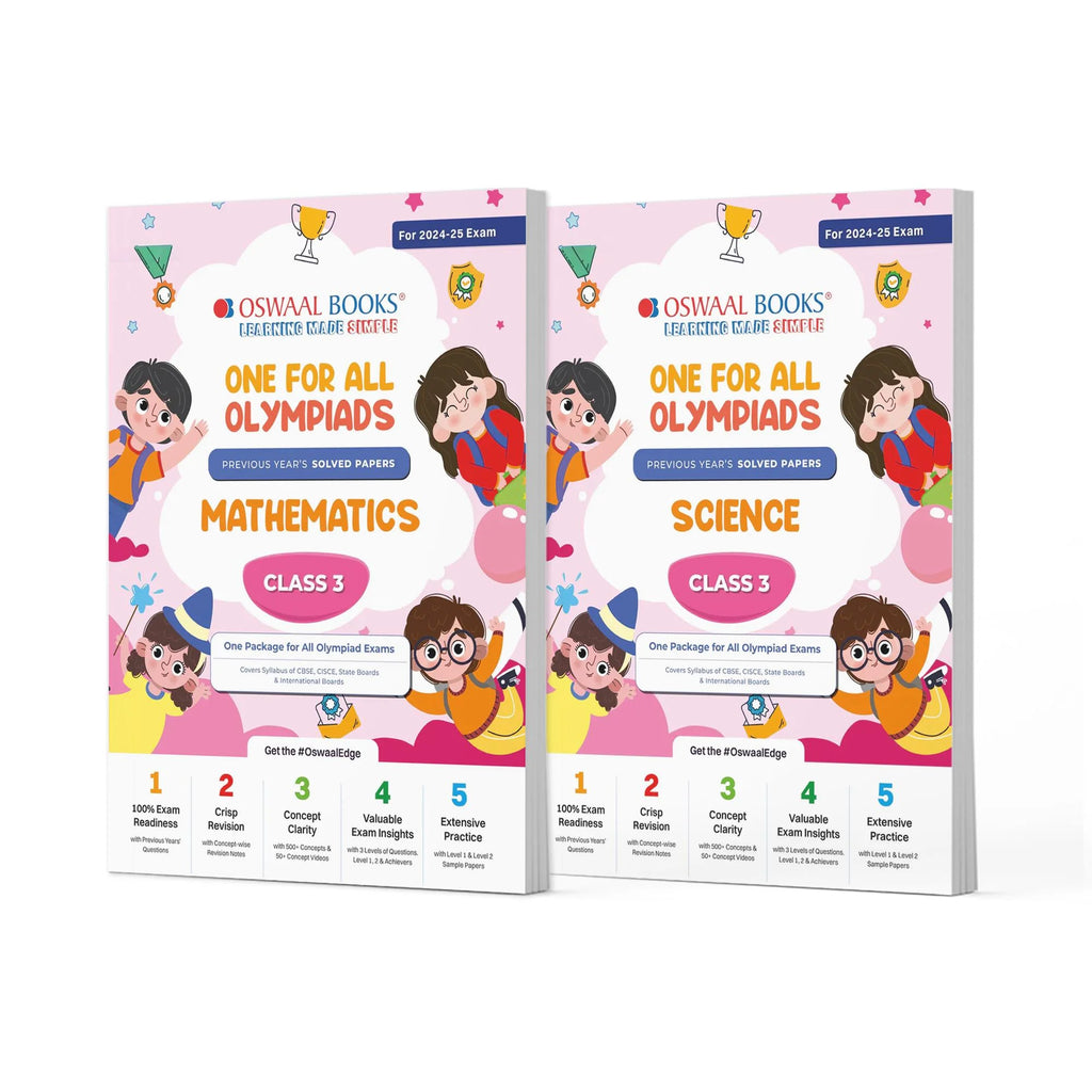 One For All Olympiad Previous Years' Solved Papers Class 3 (Set of 2 Books) Maths & Science for 2024-25 Exam Oswaal Books and Learning Private Limited