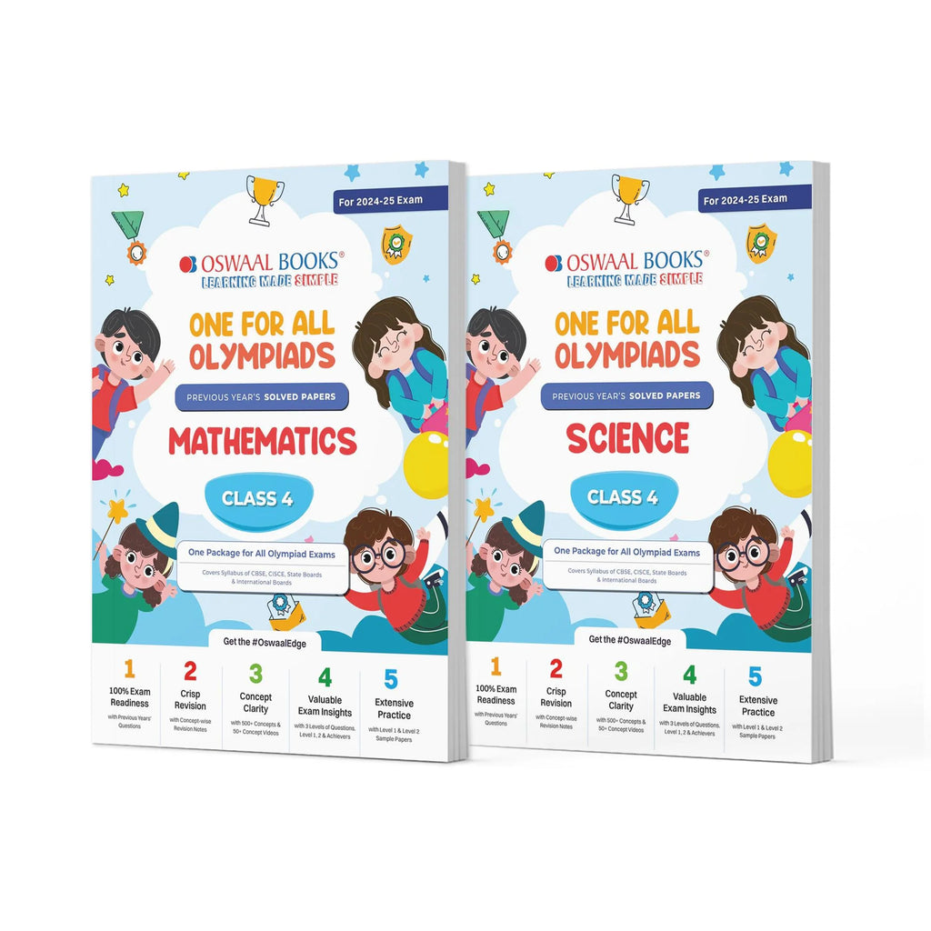 One For All Olympiad Previous Years' Solved Papers Class 4 (Set of 2 Books) Maths & Science for 2024-25 Exam Oswaal Books and Learning Private Limited