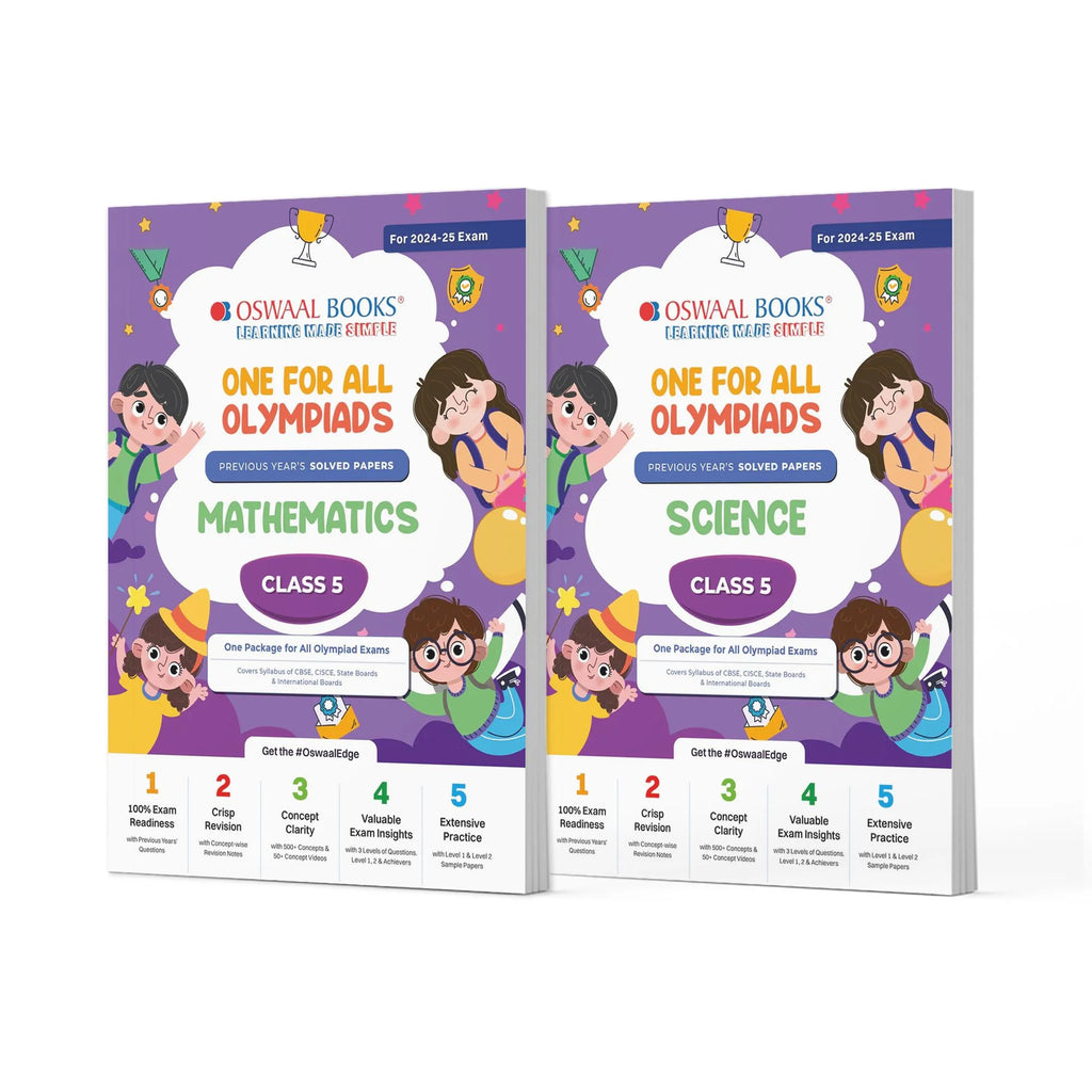 One For All Olympiad Previous Years' Solved Papers Class 5 (Set of 2 Books) Maths & Science for 2024-25 Exam Oswaal Books and Learning Private Limited