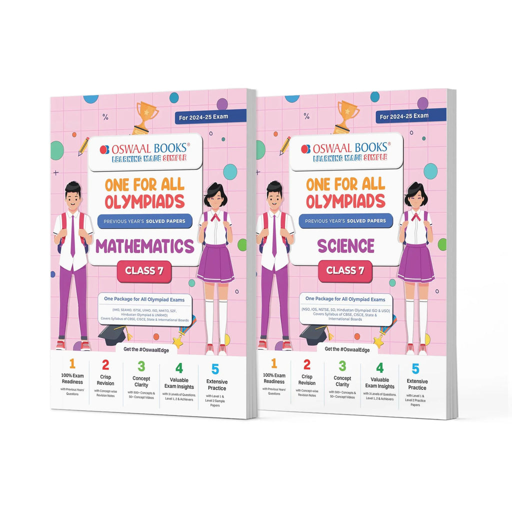 One For All Olympiad Previous Years' Solved Papers Class 7 (Set of 2 Books) Maths & Science for 2024-25 Exam Oswaal Books and Learning Private Limited