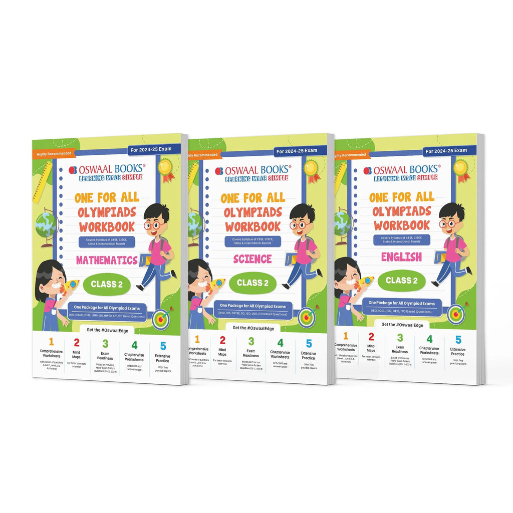 One For All Olympiad Workbook Class 2 (Set of 3 Books) Maths, Science & English For 2024-25 Exam Oswaal Books and Learning Private Limited