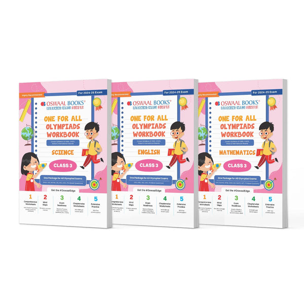 One For All Olympiad Workbook Class 3 (Set of 3 Books) Maths, Science & English For 2024-25 Exam