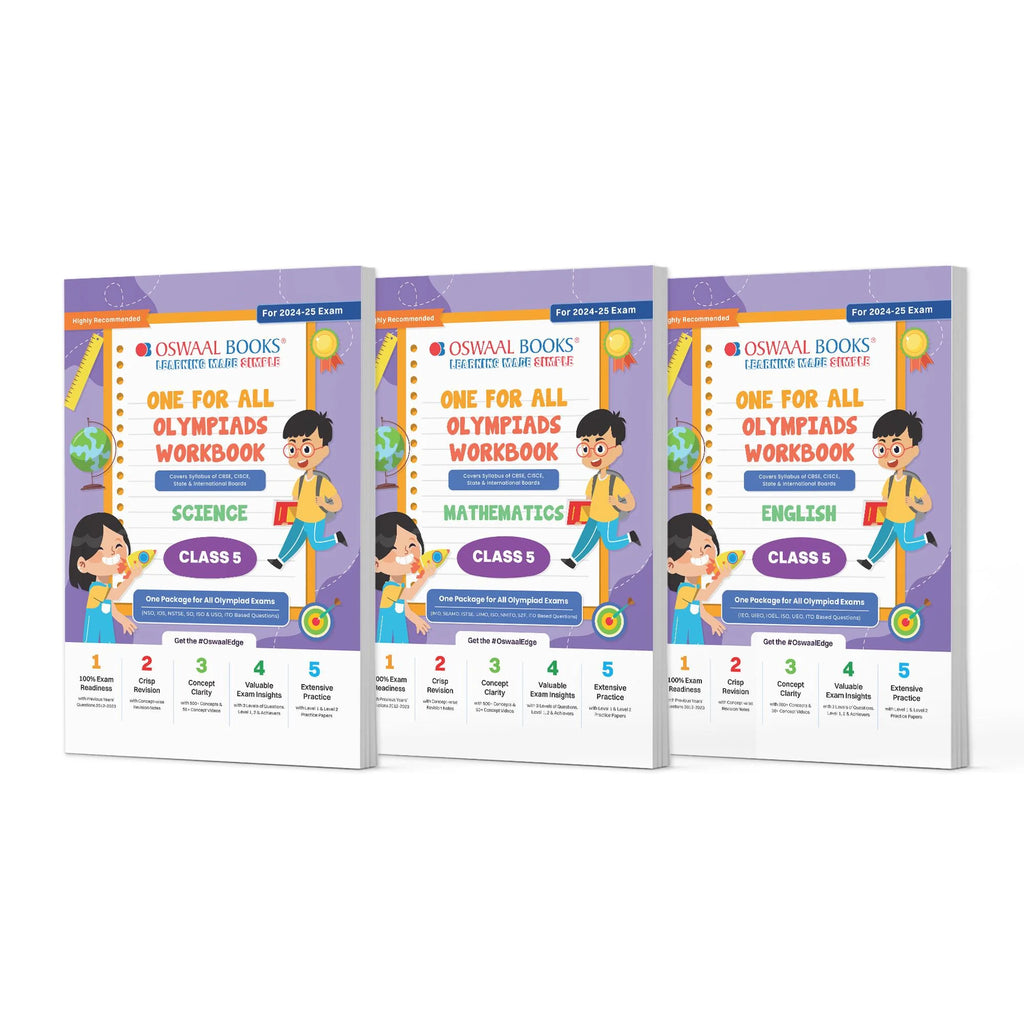 One For All Olympiad Workbook Class 5 (Set of 3 Books) Maths, Science & English For 2024-25 Exam Oswaal Books and Learning Private Limited