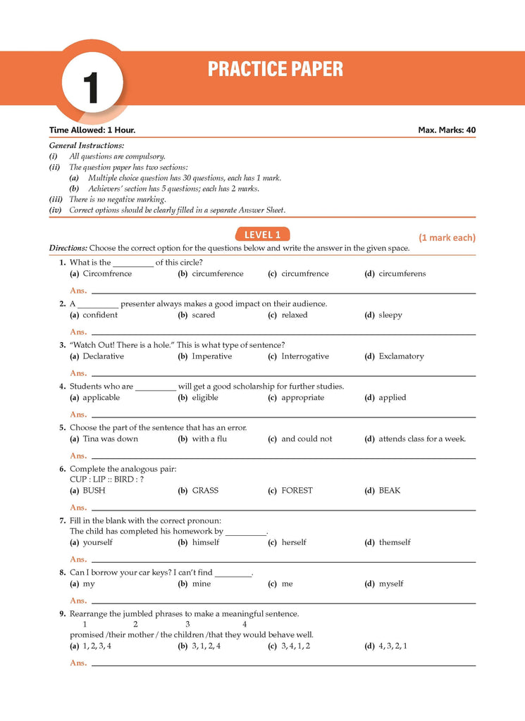 One For All Olympiad Workbook Class 8 English for 2024-25 Exam Oswaal Books and Learning Private Limited