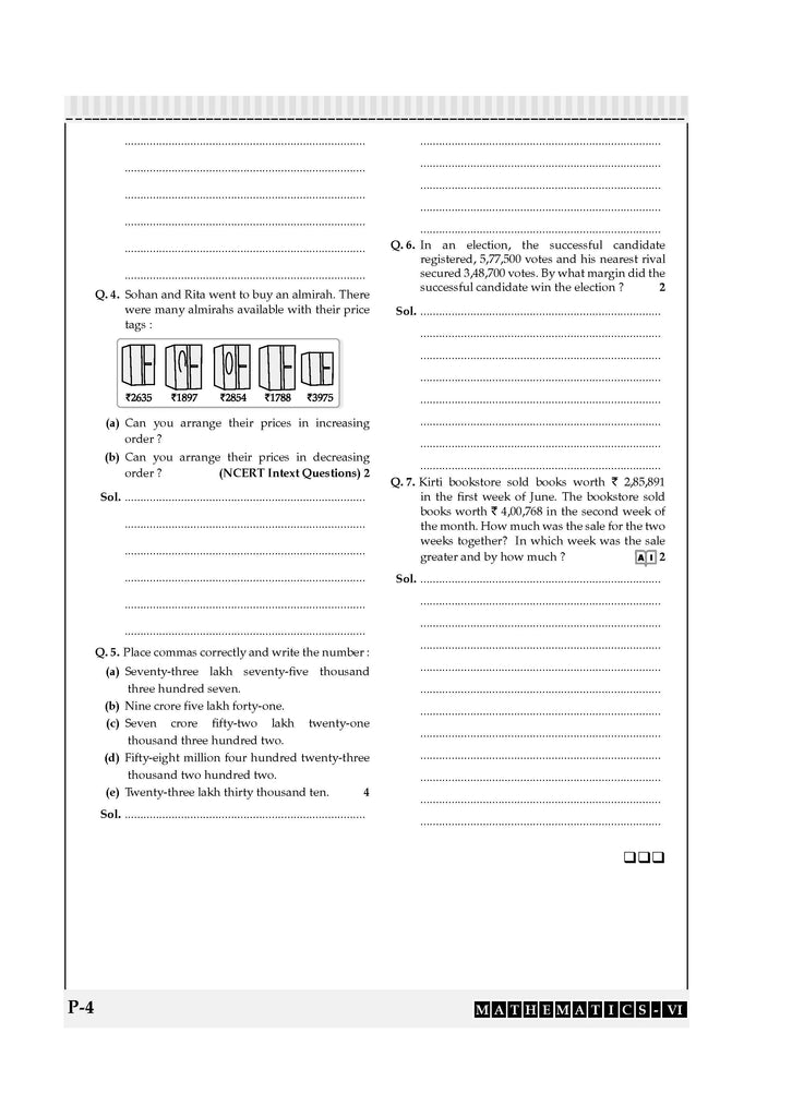 One For All Question Bank + One For All Workbook (NCERT & CBSE) Class 6 Mathematics (Set of 2 Books) | Updated As Per NCF For Latest Exam Oswaal Books and Learning Private Limited