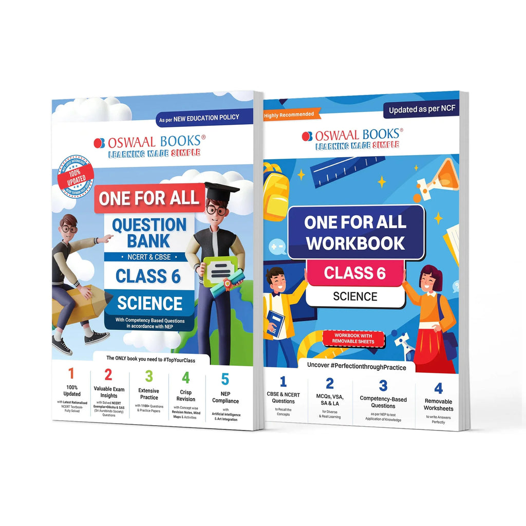 One For All Question Bank + One For All Workbook (NCERT & CBSE) Class 6 Science (Set of 2 Books) | Updated As Per NCF For Latest Exam Oswaal Books and Learning Private Limited