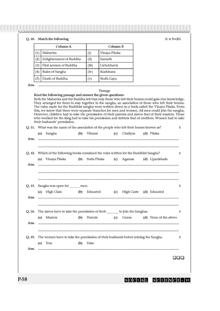 One For All Question Bank + One For All Workbook (NCERT & CBSE) Class 6 Social Science (Set of 2 Books) | Updated As Per NCF For Latest Exam Oswaal Books and Learning Private Limited