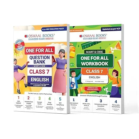 One For All Question Bank + One For All Workbook (NCERT & CBSE) Class 7 English (Set of 2 Books) | Updated As Per NCF For Latest Exam Oswaal Books