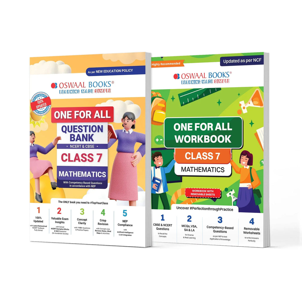 One For All Question Bank + One For All Workbook (NCERT & CBSE) Class 7 Mathematics (Set of 2 Books) | Updated As Per NCF For Latest Exam Oswaal Books and Learning Private Limited