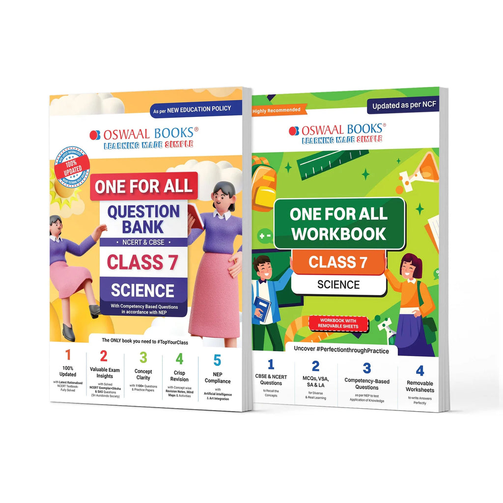 One For All Question Bank + One For All Workbook (NCERT & CBSE) Class 7 Science (Set of 2 Books) | Updated As Per NCF For Latest Exam Oswaal Books and Learning Private Limited
