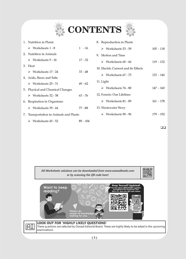 One For All Question Bank + One For All Workbook (NCERT & CBSE) Class 7 Science (Set of 2 Books) | Updated As Per NCF For Latest Exam Oswaal Books and Learning Private Limited