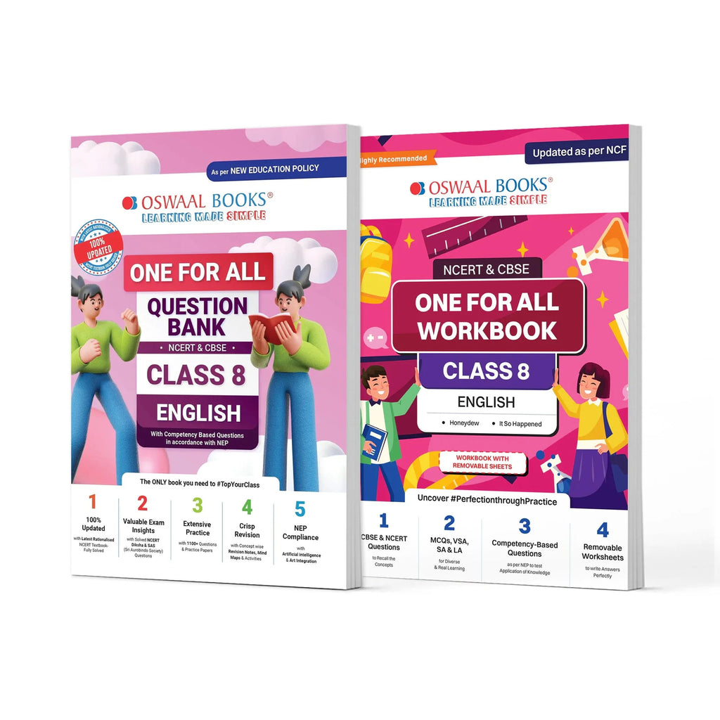 One For All Question Bank + One For All Workbook (NCERT & CBSE) Class 8 English (Set of 2 Books) | Updated As Per NCF For Latest Exam Oswaal Books and Learning Private Limited