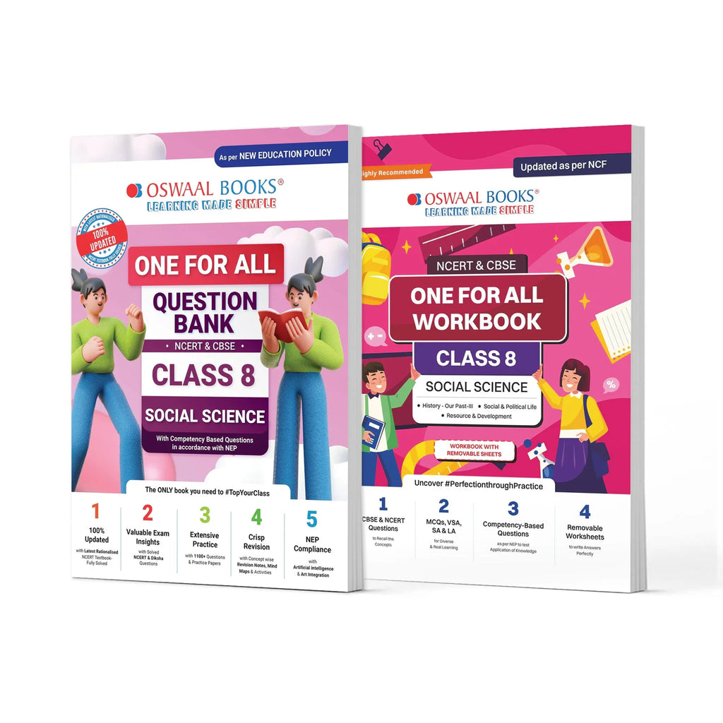 One For All Question Bank + One For All Workbook (NCERT & CBSE) Class 8 Social Science (Set of 2 Books) | Updated As Per NCF For Latest Exam Oswaal Books and Learning Private Limited