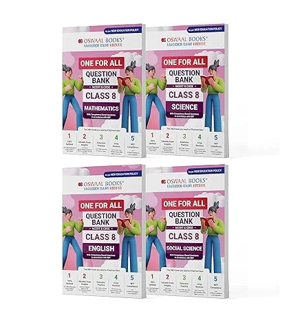 One For All Question Banks NCERT & CBSE Class 8 (Set of 4 Books) Maths, Science, Social Science, And English (For Latest Exam)