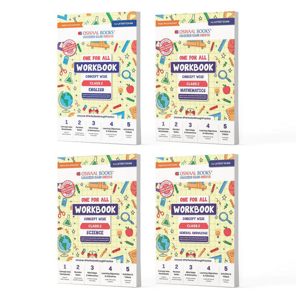 One For All Workbook Concept Wise Class-2 English, Math, Science & General Knowledge (Set Of 4 Books) (For Latest Exam)