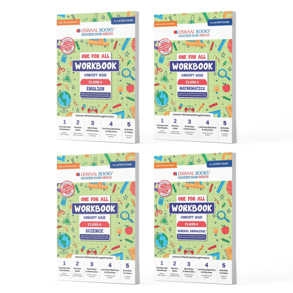 One For All Workbook Concept Wise Class-4 English, Math, Science & General Knowledge (Set Of 4 Books) (For Latest Exam) Oswaal Books and Learning Private Limited