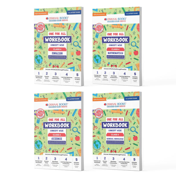 One For All Workbook Concept Wise Class-4 English, Math, Science & General Knowledge (Set Of 4 Books) (For Latest Exam)