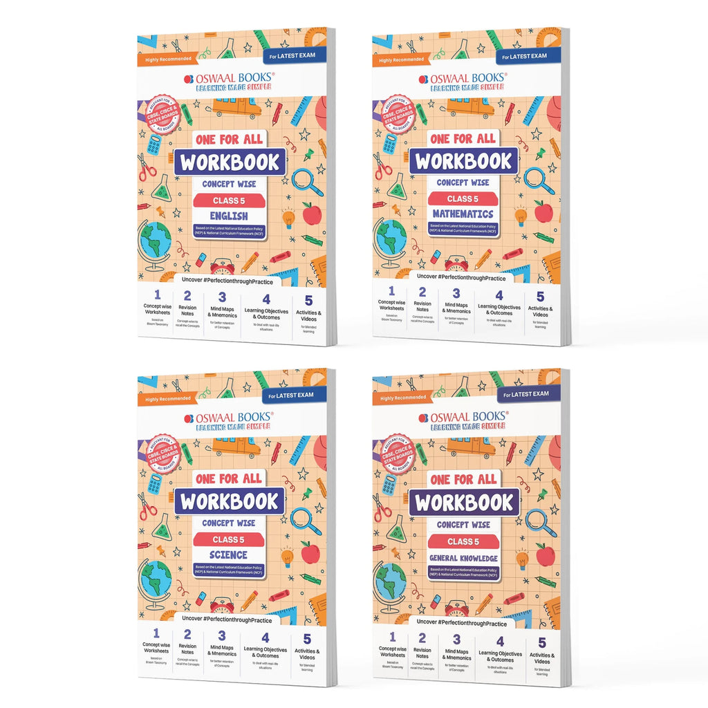 One For All Workbook Concept Wise Class-5 English, Math, Science & General Knowledge (Set Of 4 Books) (For Latest Exam) Oswaal Books and Learning Private Limited