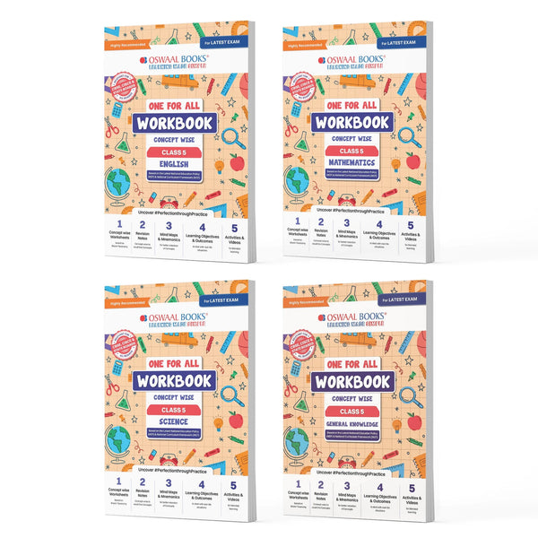 One For All Workbook Concept Wise Class-5 English, Math, Science & General Knowledge (Set Of 4 Books) (For Latest Exam)