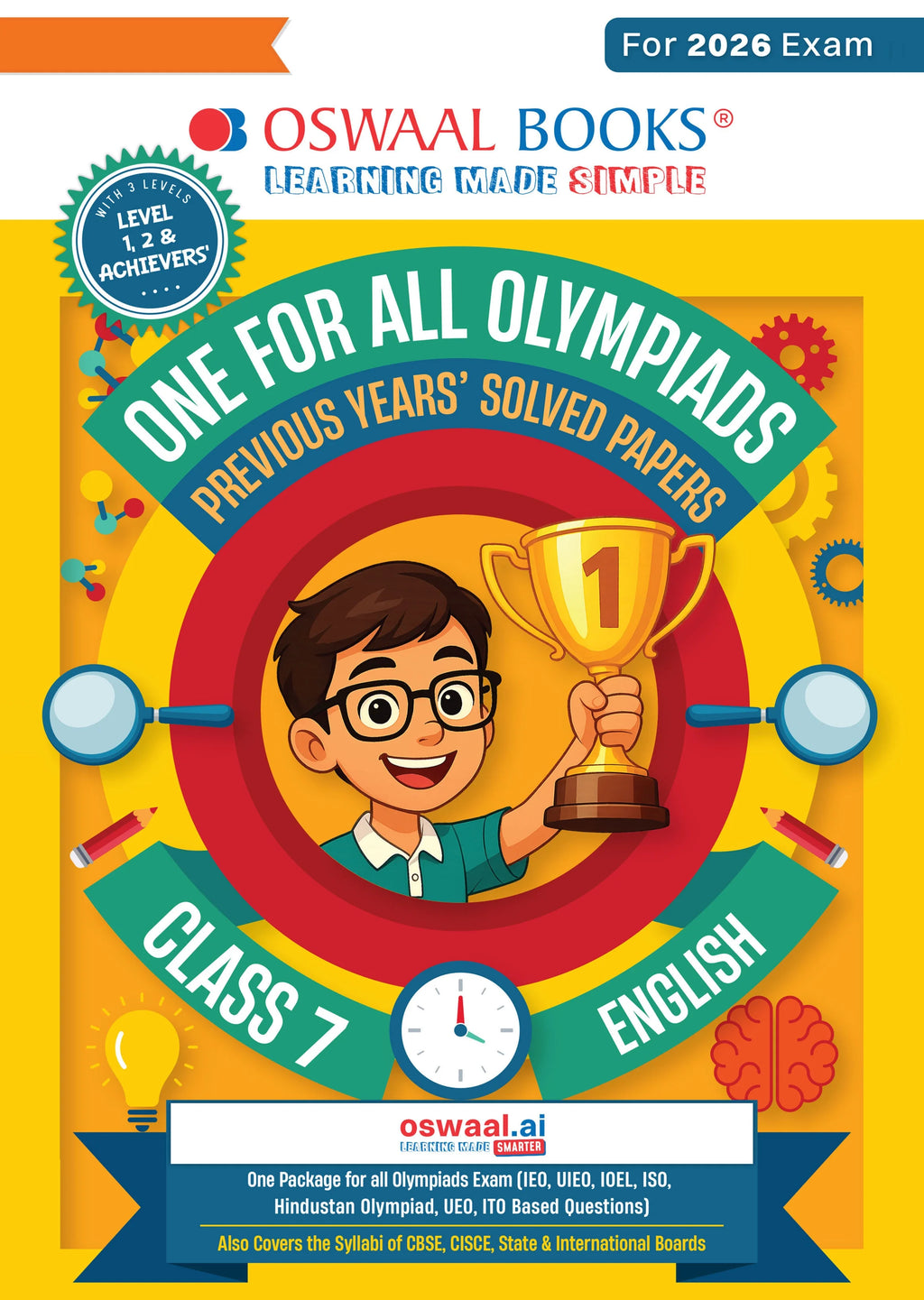One for All Olympiads Chapter-wise Previous Years' Solved Papers, Prep-Guide (with Level 1, 2 & Achievers Section) Class 7 English For 2026 Exam 