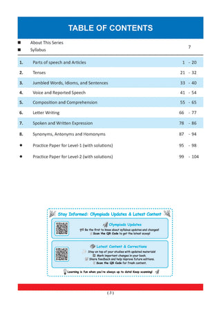 One for All Olympiads Chapter-wise Previous Years' Solved Papers, Prep-Guide (with Level 1, 2 & Achievers Section) Class 7 English For 2026 Exam 