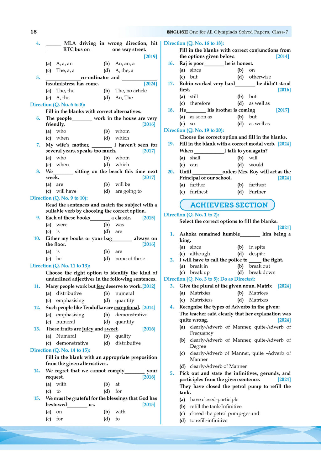 One for All Olympiads Chapter-wise Previous Years' Solved Papers, Prep-Guide (with Level 1, 2 & Achievers Section) Class 7 English For 2026 Exam 