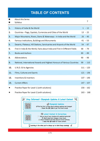 One for All Olympiads Chapter-wise Previous Years' Solved Papers, Prep-Guide (with Level 1, 2 & Achievers Section) Class 7 General Knowledge For 2026 Exam 