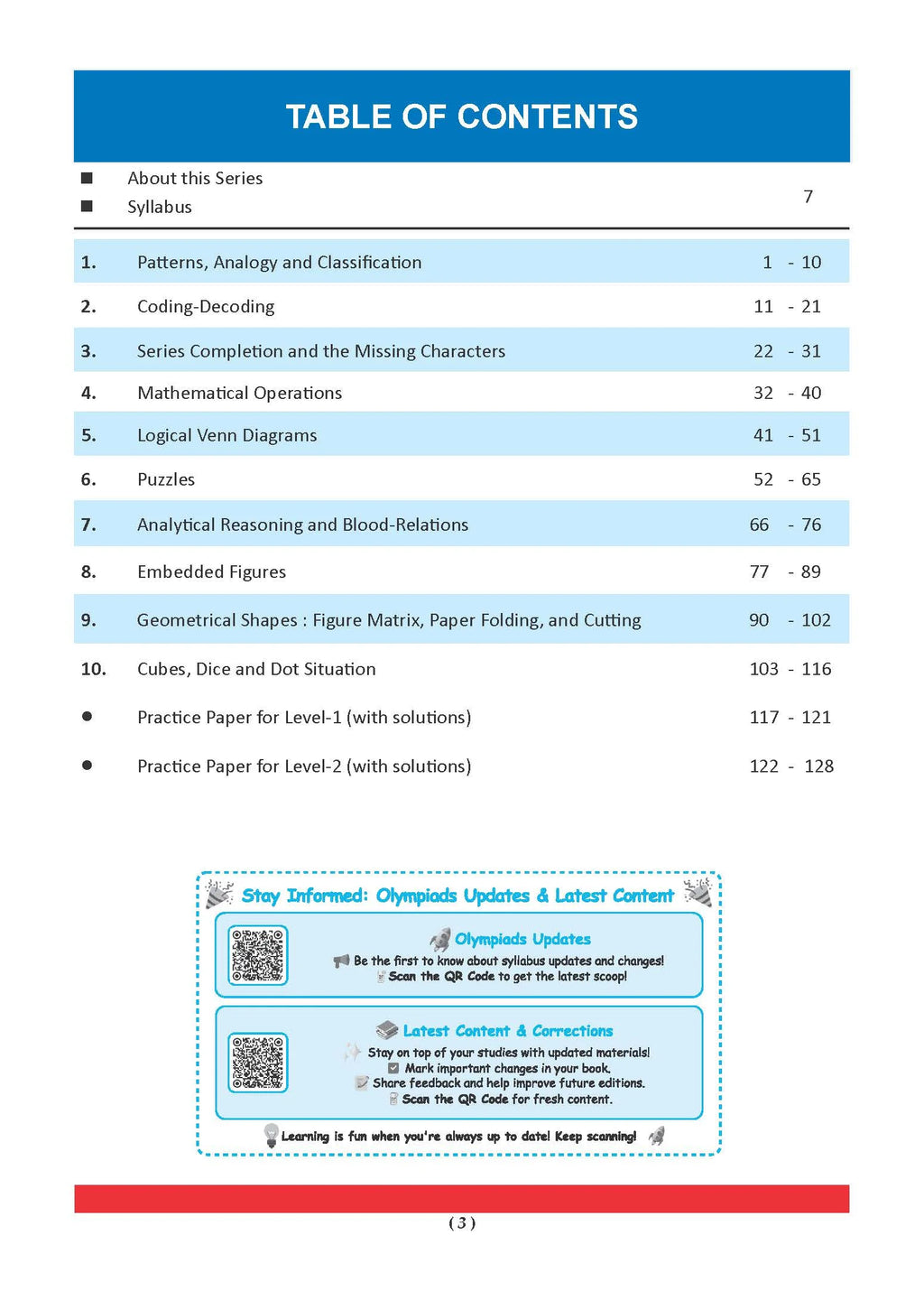One for All Olympiads Chapter-wise Previous Years' Solved Papers, Prep-Guide (with Level 1, 2 & Achievers Section) Class 7 Reasoning For 2026 Exam 