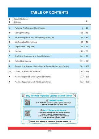 One for All Olympiads Chapter-wise Previous Years' Solved Papers, Prep-Guide (with Level 1, 2 & Achievers Section) Class 7 Reasoning For 2026 Exam 