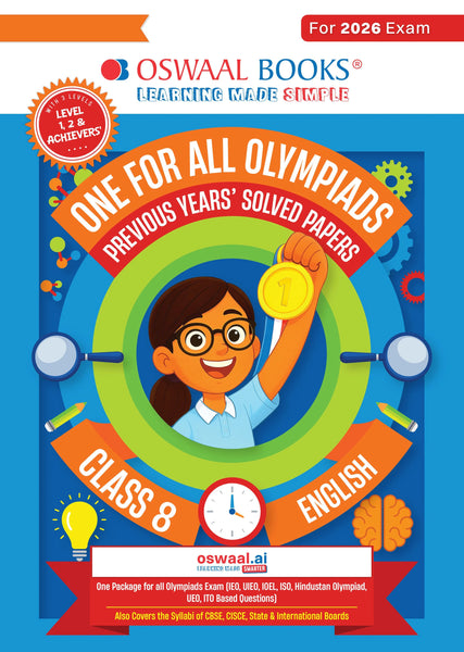 One For All Olympiads Class 8 English Prep-Guide Book | Chapter-wise Previous Years' Solved Papers | Questions for SOF IEO & Other Olympiad Exams 2026 | With Sample Practice Papers & Oswaal.AI
