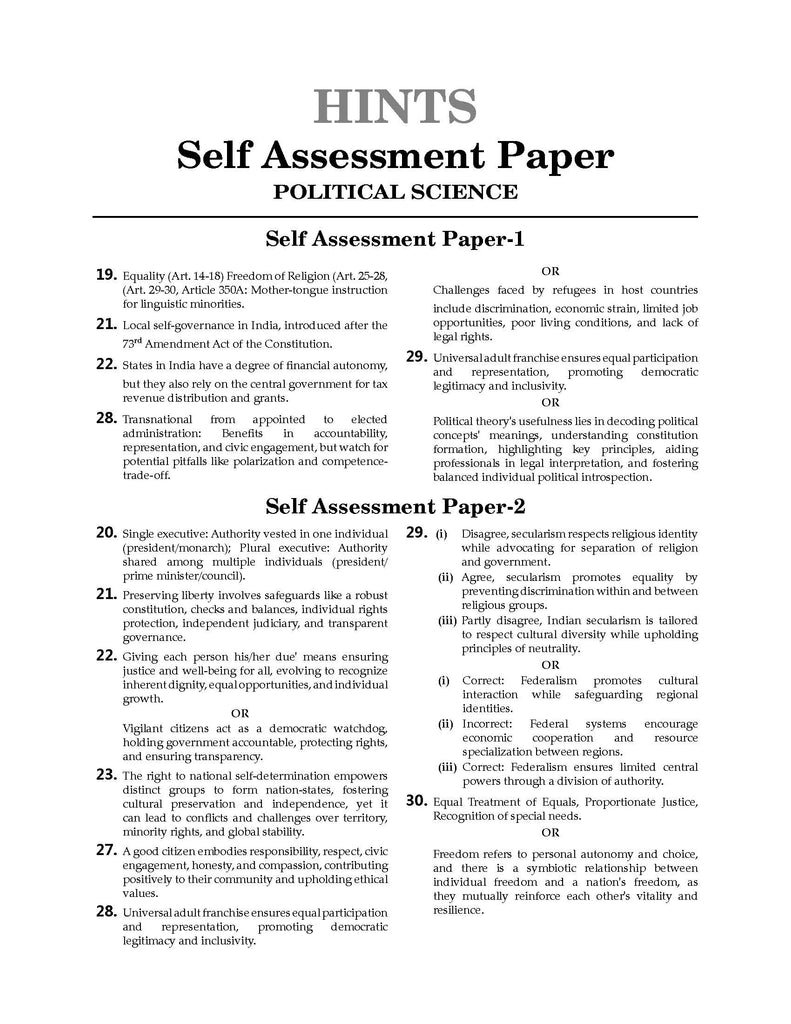 Oswaal CBSE Sample Question Papers Class 11 Political Science Book (For 2025 Exam) Oswaal Books and Learning Private Limited