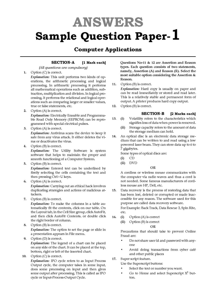 Oswaal CBSE Sample Question Papers Class 9 Computer Application Book (For 2025 Exam) Oswaal Books