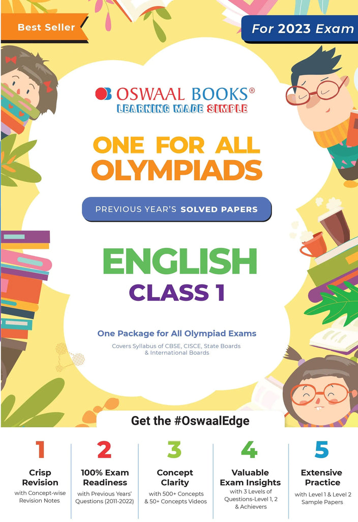 Oswaal One For All Olympiad Previous Years' Solved Papers, Class-1 English Book (For 2023 Exam)
