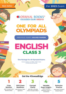 Oswaal One For All Olympiad Previous Years' Solved Papers, Class-3 English Book (For 2023 Exam) 